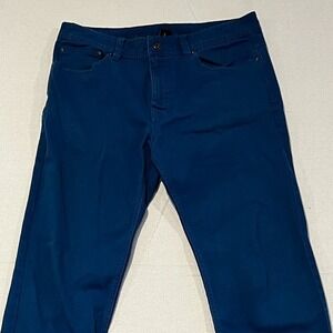 Prana Jeans Mens 34 x 30 Teal Denim Pants Slim Fit Stretch Straight‎ Leg